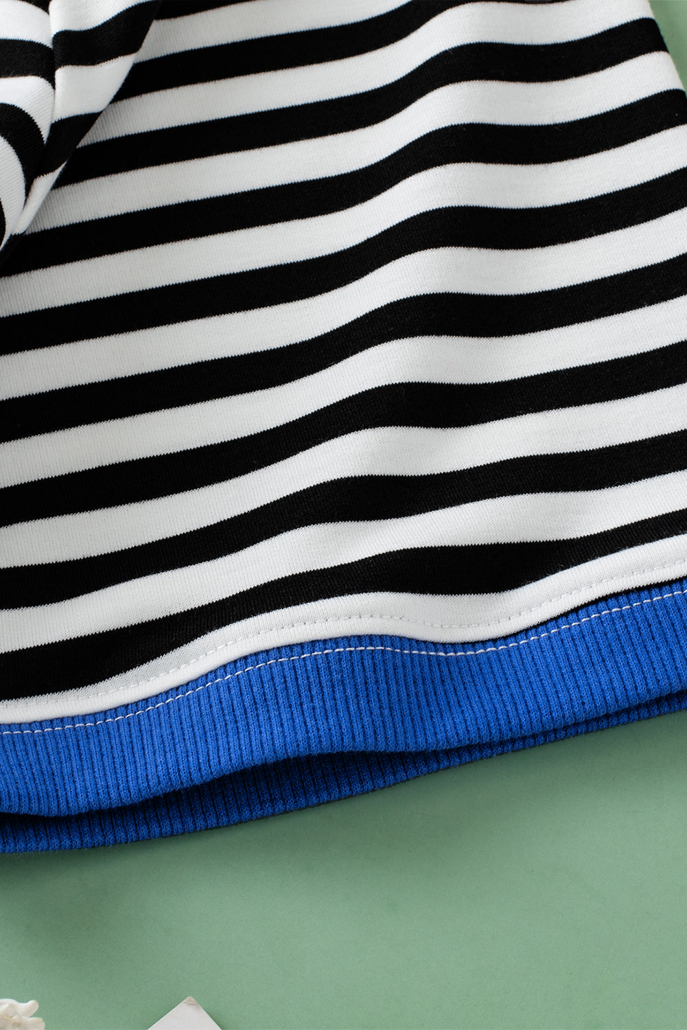 Black Stripe Contrast Ribbed Patchwork Oversize T Shirt